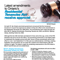 Amendments to Ontario’s RTA receive approval