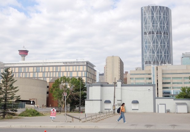 Land, formerly of the Calgary Police Association, that is targeted for a new mixed-use development in the East Village in Calgary. Photograph by: Stuart Gradon , Calgary Herald