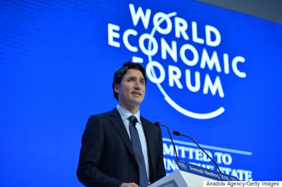 DAVOS, SWITZERLAND - JANUARY 20: Canadian Prime Minister Justin Trudeau delivers a speech during the World Economic Forum, in Davos, Switzerland, on January 20, 2016. (Photo by Dursun Aydemir/Anadolu Agency/Getty Images)