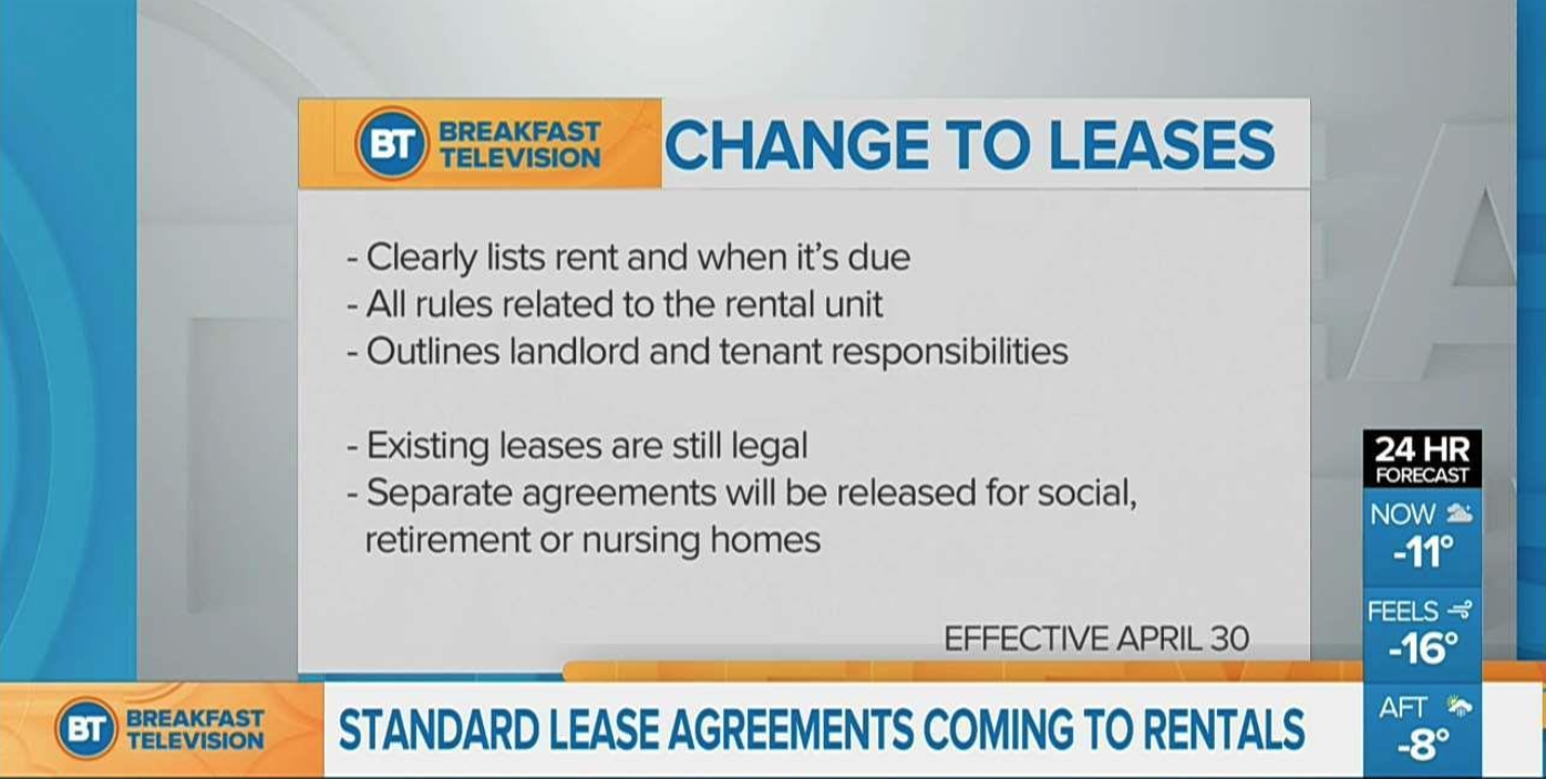 Province Releases Mandatory Lease Form.  Implementation Date: On and After April 30, 2018